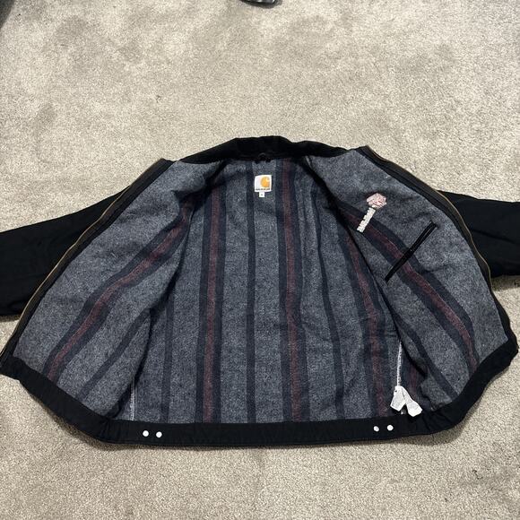 Vintage Carhartt Jacket Mens XL Detroit J001 BLK Black Blanket Lined Made in USA - Picture 5 of 8